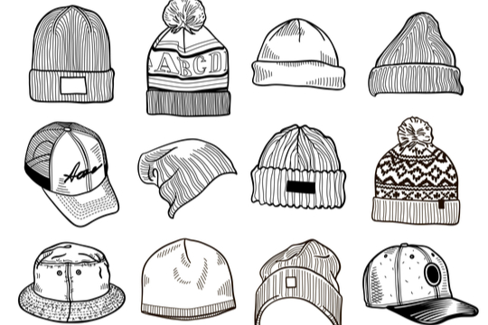 色々な種類のニット帽イラスト