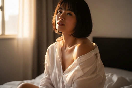 白いガウンを着ている女性