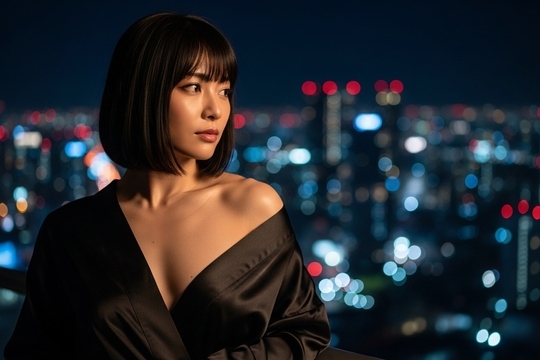 黒いガウンを着た女性