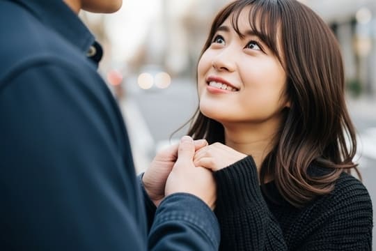 男性を見上げている女性